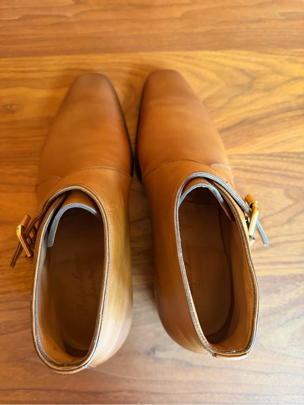 Ralph Lauren Purple Label Tan Leather Chukka Boots with Buckle